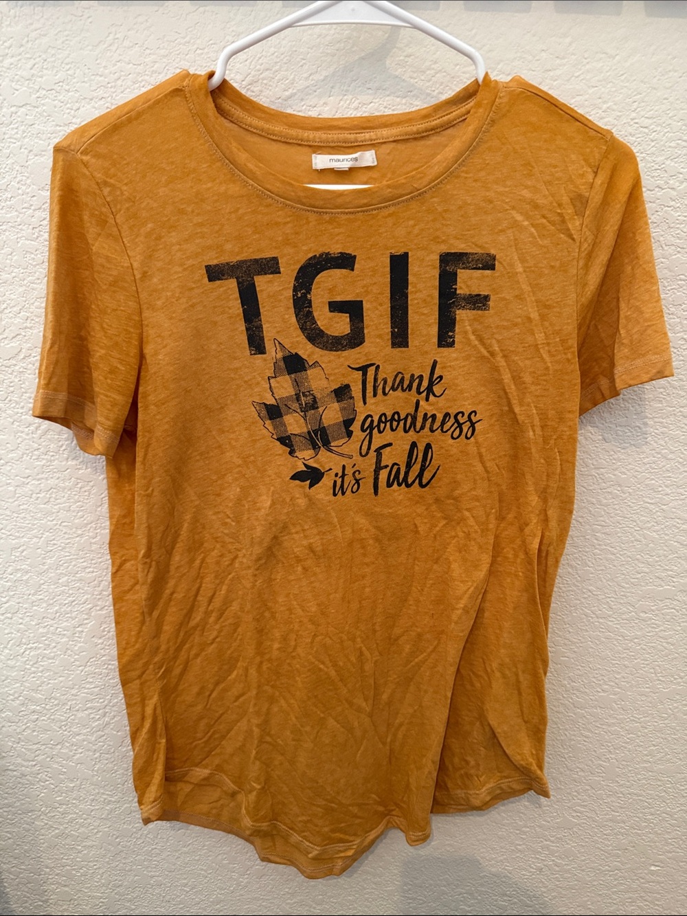 Maurices Mustard Orange 'TGIF' Short-Sleeve Graphic Tee
